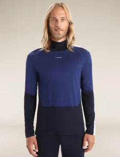 Icebreaker Base Layers^Men's 200 Sonebula Long Sleeve High Neck Thermal Top MidnightNavy/RoyalNavy