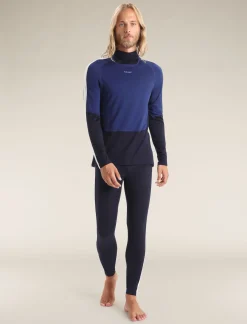Icebreaker Base Layers^Men's 200 Sonebula Long Sleeve High Neck Thermal Top MidnightNavy/RoyalNavy