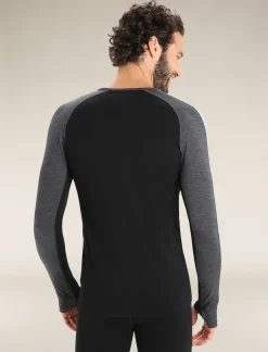 Icebreaker Base Layers^Men's 260 ZoneKnit™ Long Sleeve Crewe Thermal Top JetHeather/Black