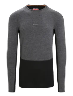 Icebreaker Base Layers^Men's 260 ZoneKnit™ Long Sleeve Crewe Thermal Top JetHeather/Black