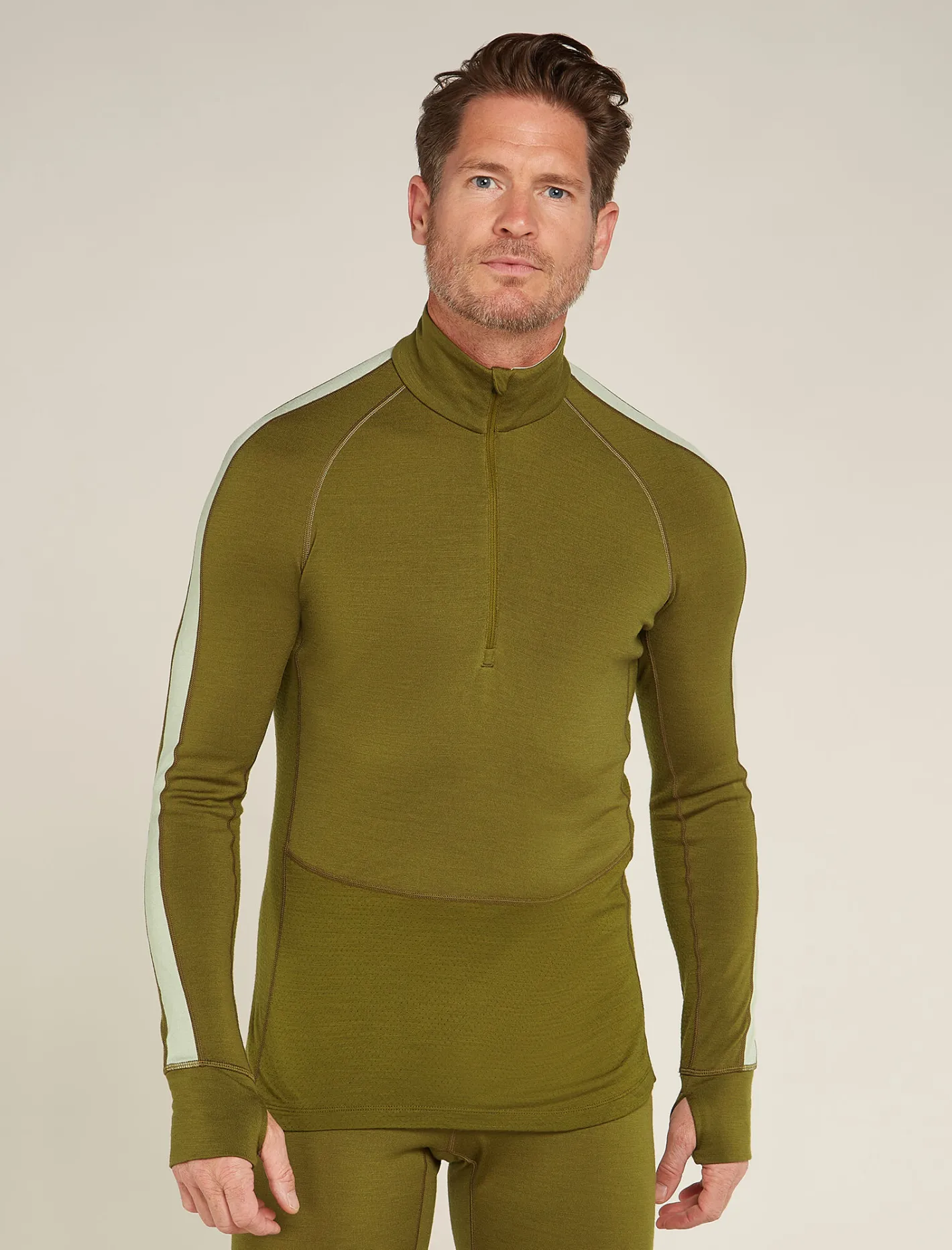 Icebreaker Base Layers^Men's 260 ZoneKnit™ Long Sleeve Half Zip Thermal Top Algae