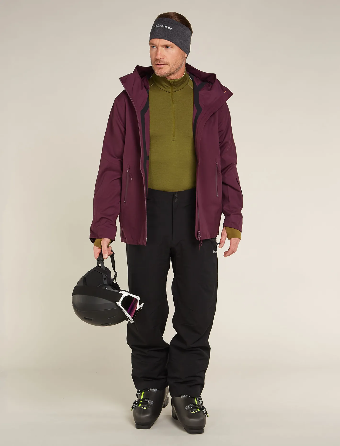 Icebreaker Base Layers^Men's 260 ZoneKnit™ Long Sleeve Half Zip Thermal Top Algae