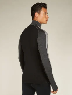 Icebreaker Base Layers^Men's 260 ZoneKnit™ Long Sleeve Half Zip Thermal Top JetHeather/Black