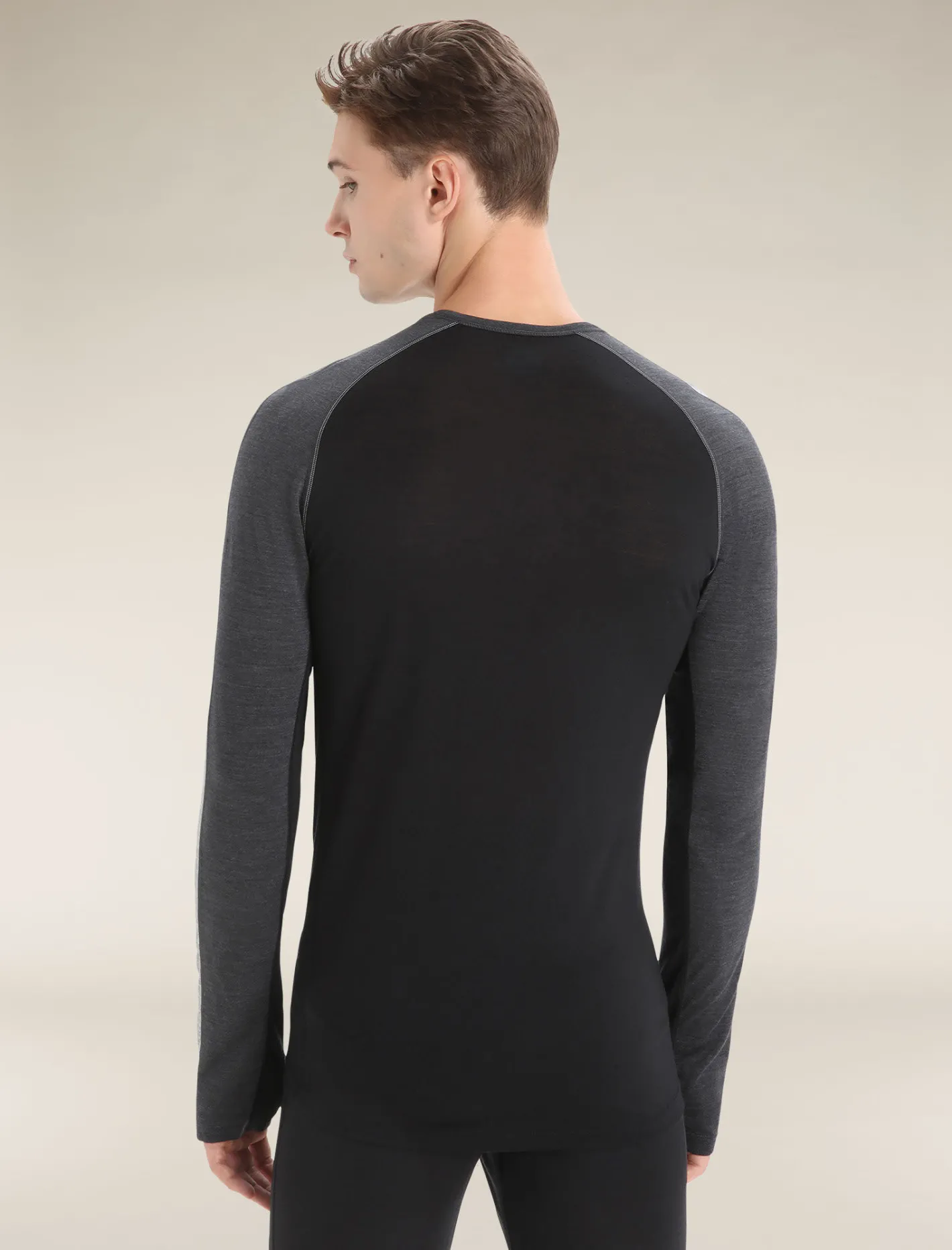 Icebreaker Base Layers^Men's 125 ZoneKnit™ Long Sleeve Crewe Thermal Top JetHeather/Black