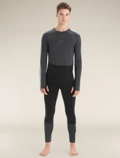 Icebreaker Base Layers^Men's 125 ZoneKnit™ Long Sleeve Crewe Thermal Top JetHeather/Black
