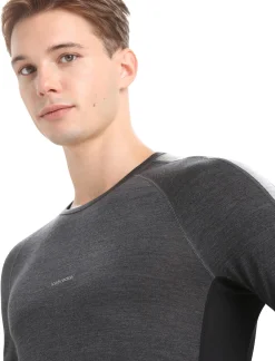 Icebreaker Base Layers^Men's 125 ZoneKnit™ Long Sleeve Crewe Thermal Top JetHeather/Black