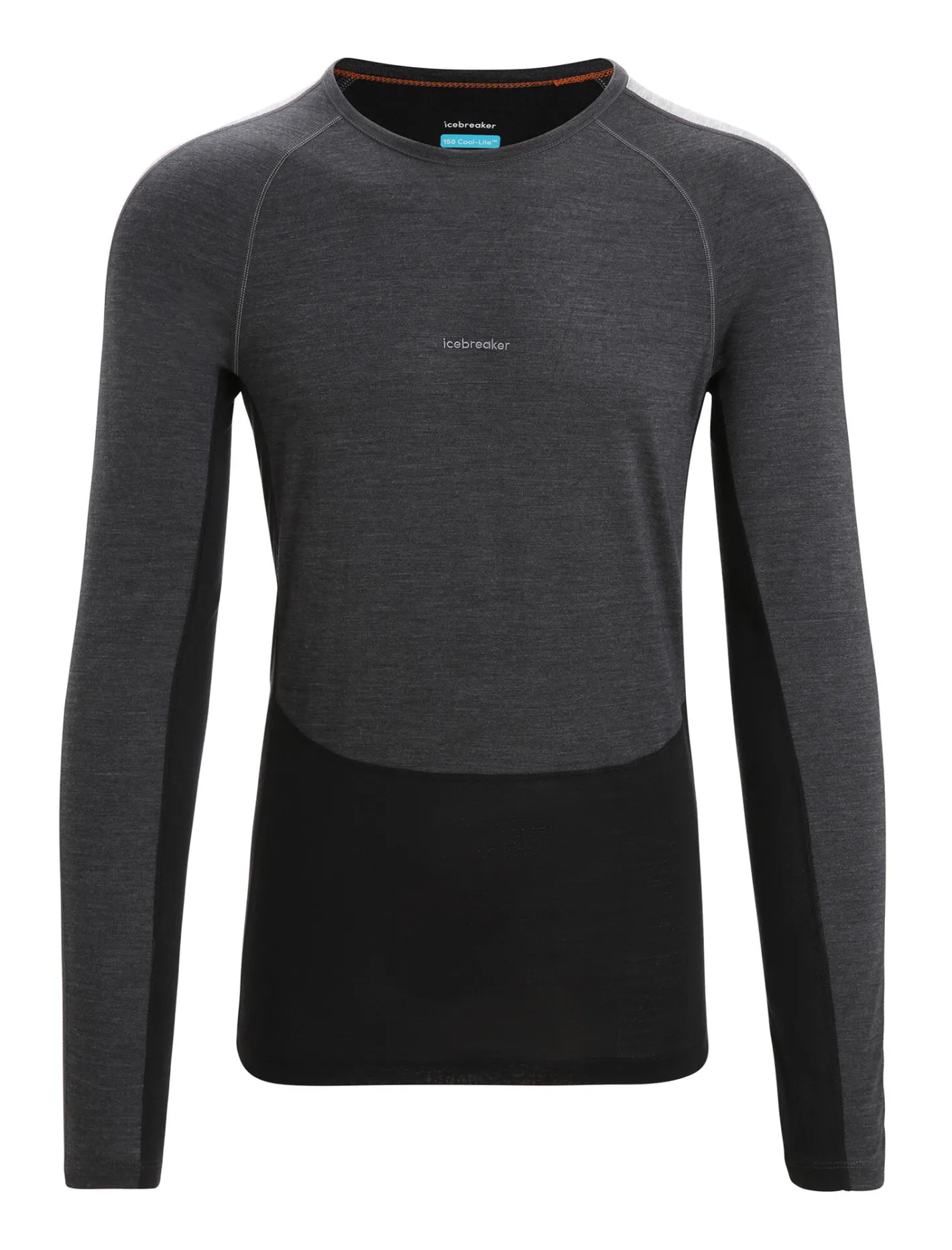 Icebreaker Base Layers^Men's 125 ZoneKnit™ Long Sleeve Crewe Thermal Top JetHeather/Black