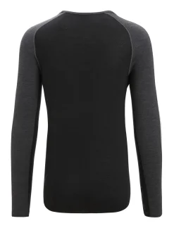 Icebreaker Base Layers^Men's 125 ZoneKnit™ Long Sleeve Crewe Thermal Top JetHeather/Black