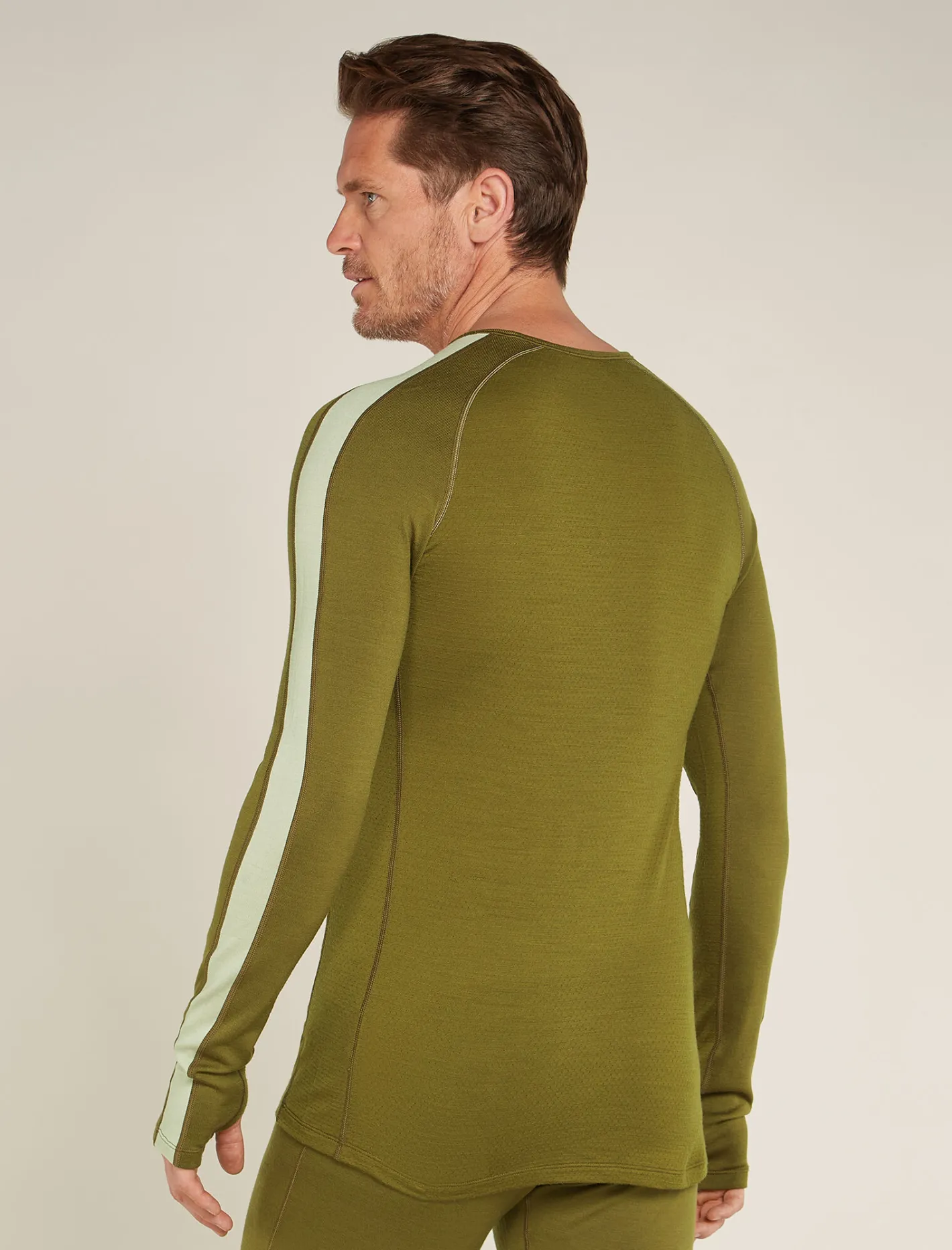 Icebreaker Base Layers^Men's 260 ZoneKnit™ Long Sleeve Crewe Thermal Top Algae/Ashen