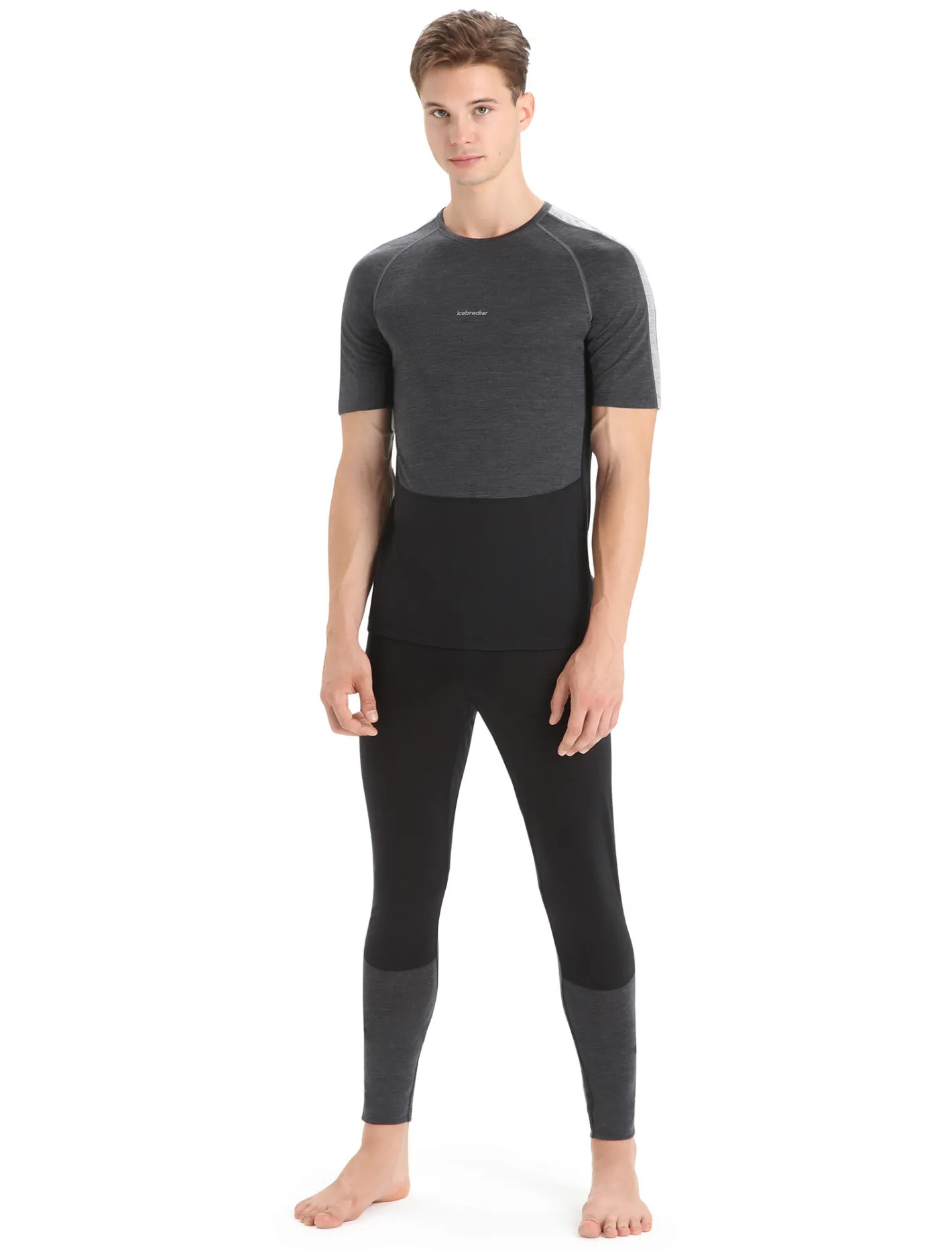 Icebreaker Base Layers^Men's 125 ZoneKnit™ Short Sleeve Crewe Thermal Top JetHeather/Black