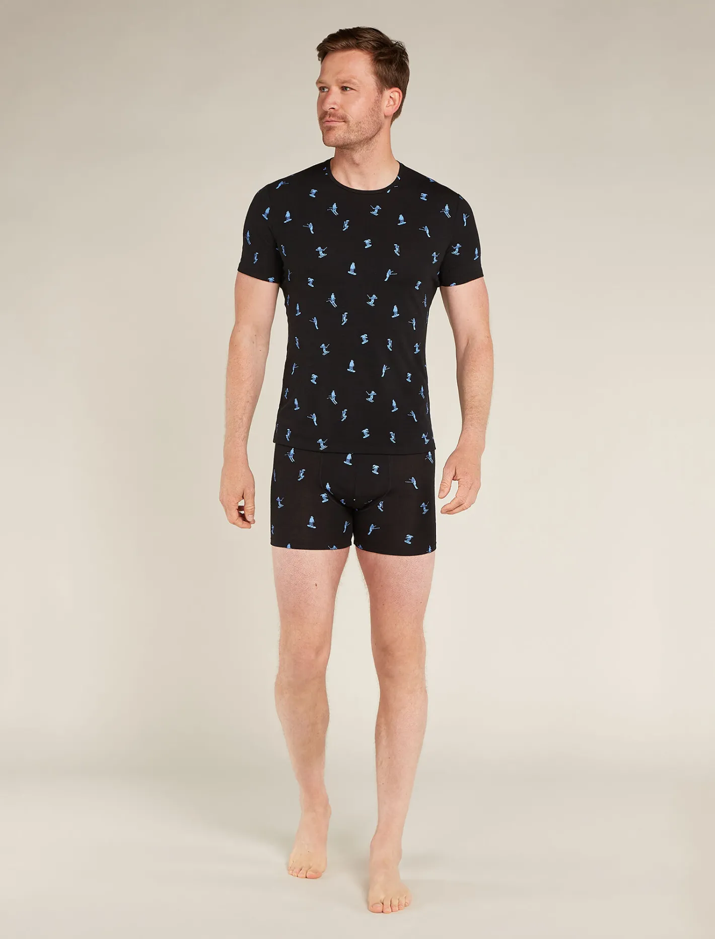 Icebreaker Underwear^Men's Merino 150 Anatomica Short Sleeve Crewe Top Ski Day Black