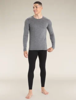 Icebreaker Base Layers^Men's Merino 200 Oasis Long Sleeve Crew Neck Thermal Top GritstoneHeather