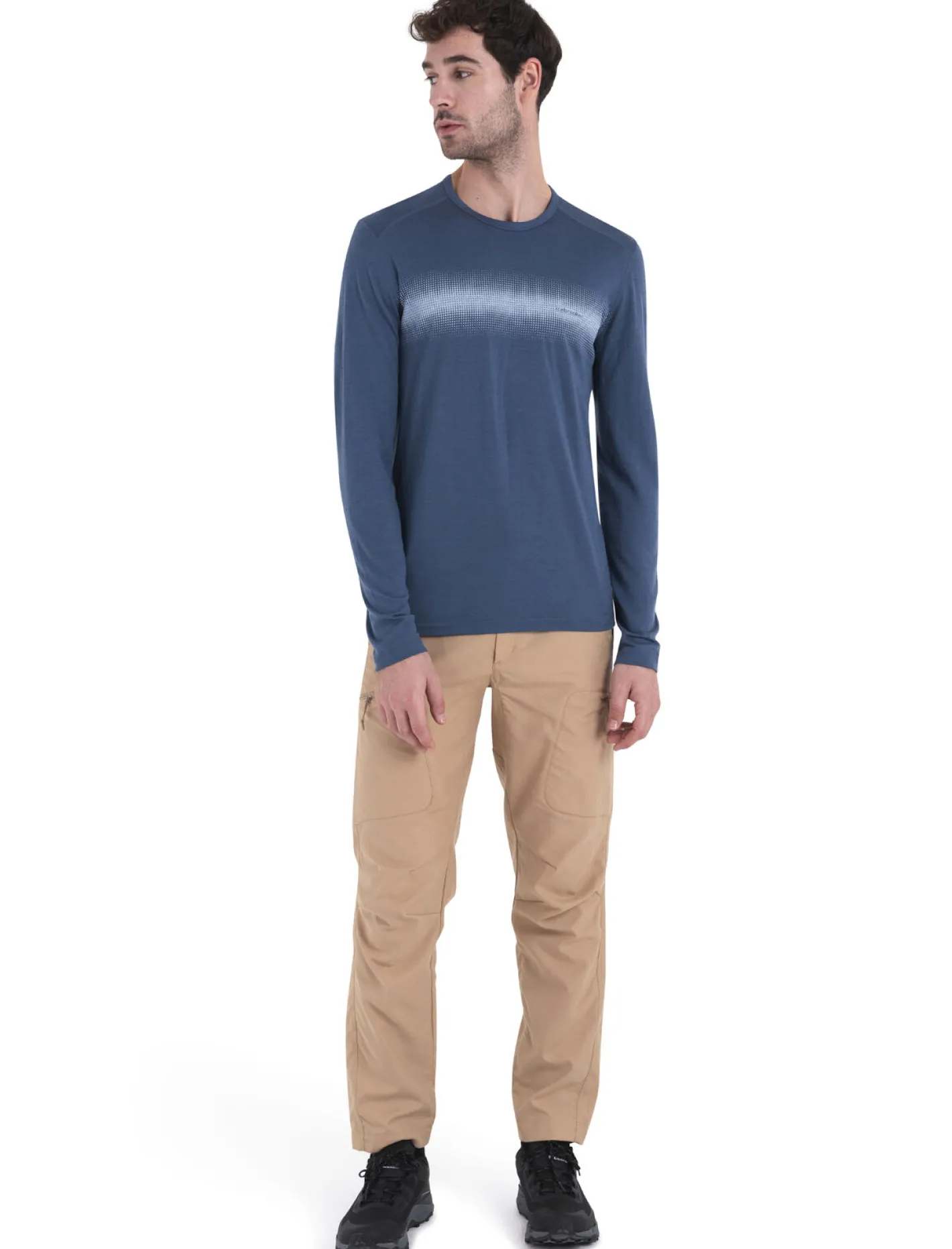 Icebreaker Base Layers^Men's Merino 200 Oasis Long Sleeve Crewe Thermal Top Horizon Light Dawn