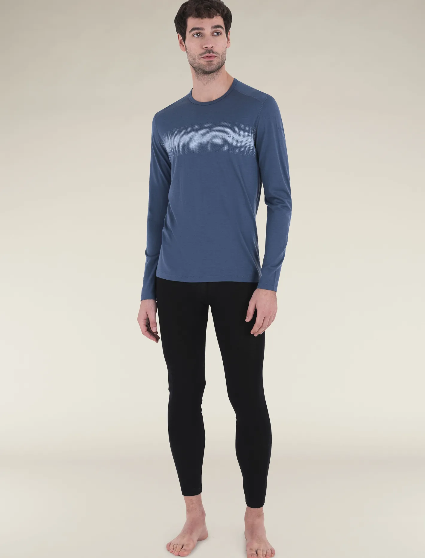 Icebreaker Base Layers^Men's Merino 200 Oasis Long Sleeve Crewe Thermal Top Horizon Light Dawn