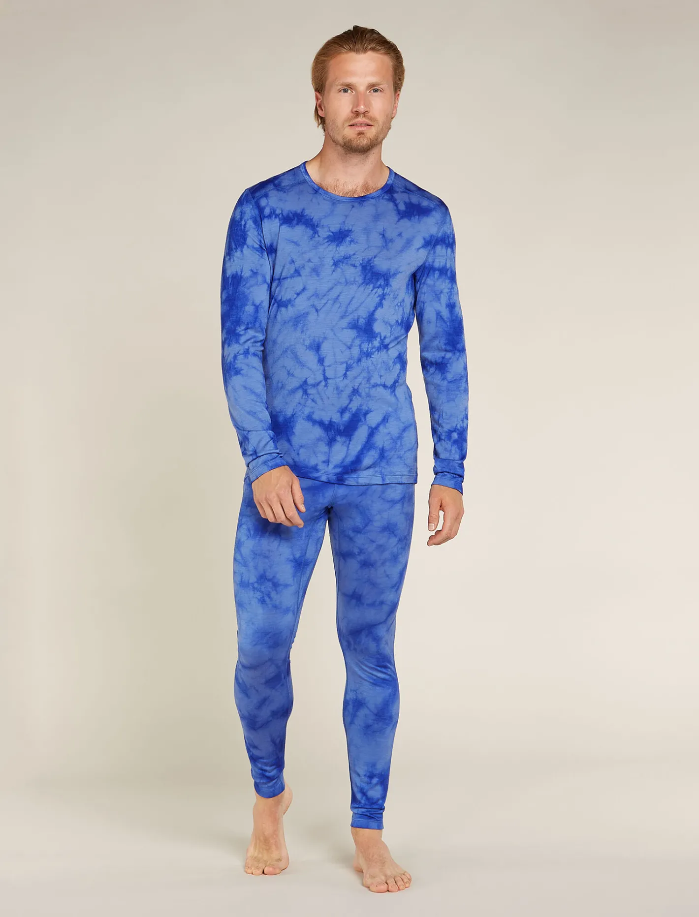 Icebreaker Base Layers^Men's Merino 200 Oasis Long Sleeve Crewe Thermal Top Cloud Dye Baja