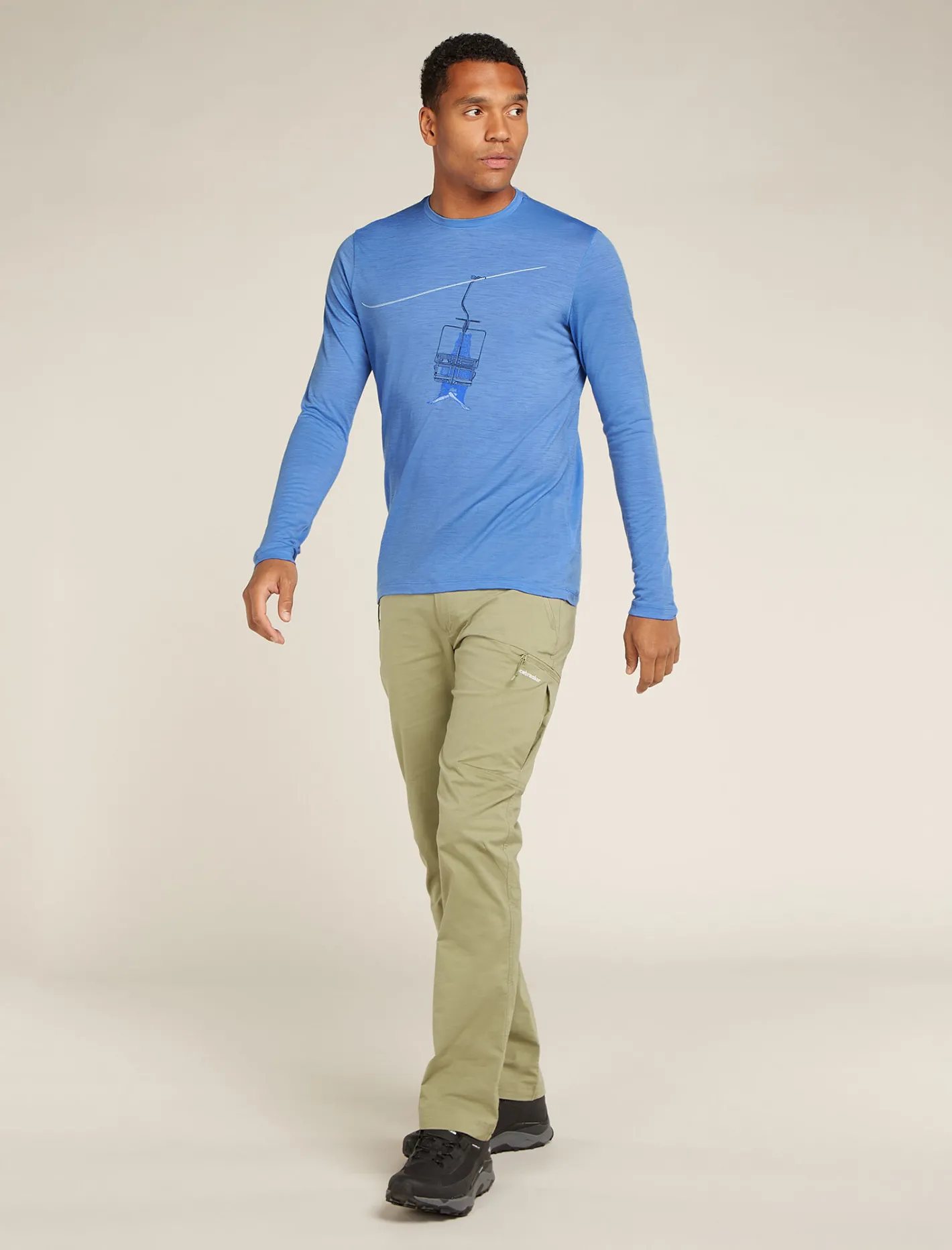 Icebreaker T-shirts^Men's Merino 150 Tech Lite Long Sleeve T-Shirt Bear Lift Baja