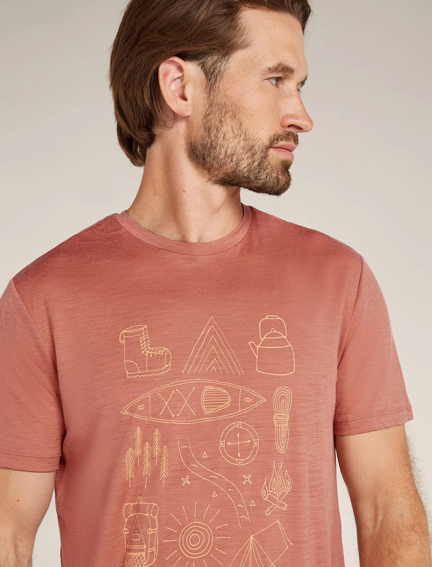 Icebreaker T-shirts^Men's Merino 150 Tech Lite Short Sleeve T-Shirt Camp Essentials CedarWood