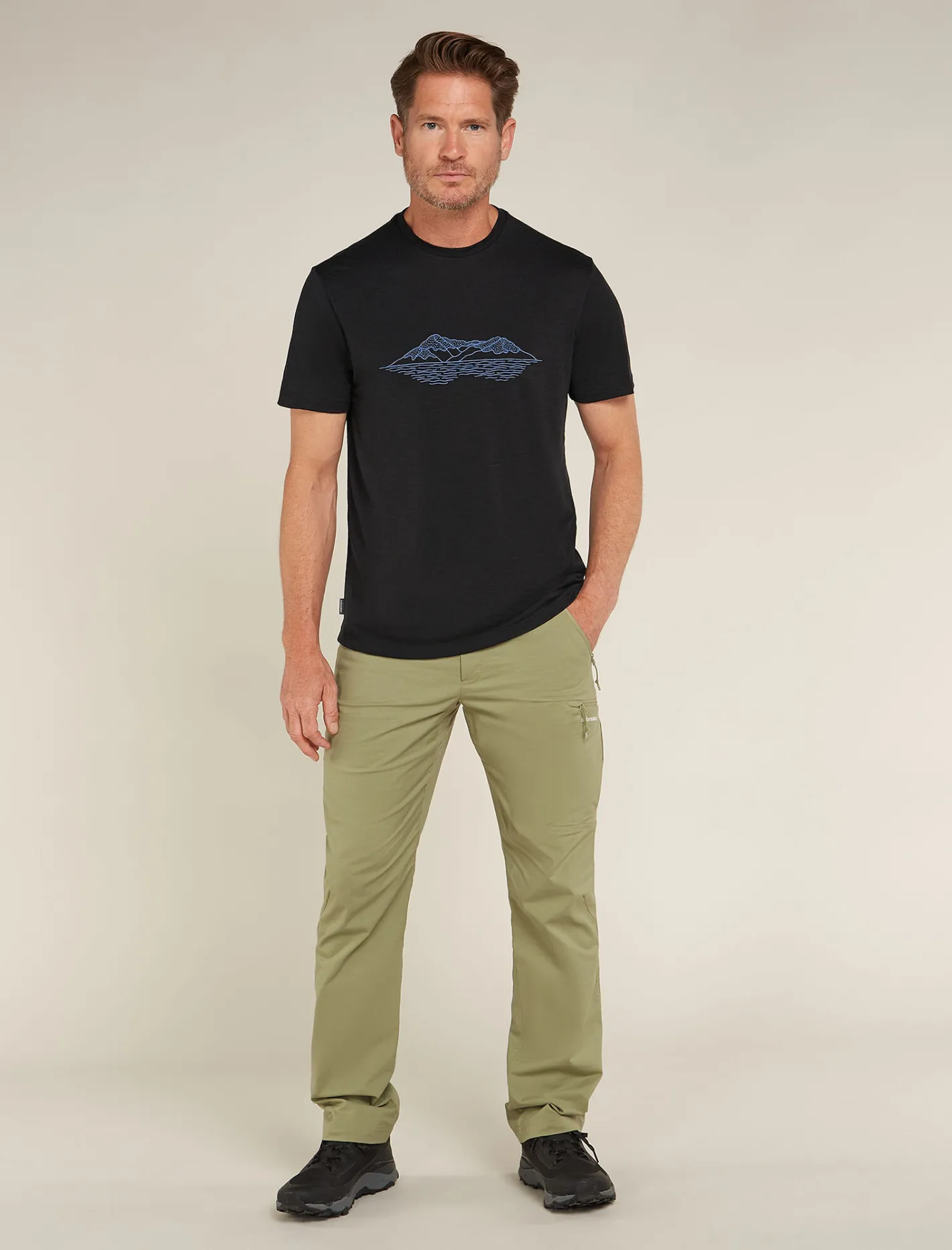 Icebreaker T-shirts^Men's Merino 150 Tech Lite Short Sleeve T-Shirt Pukaki Reflected Black