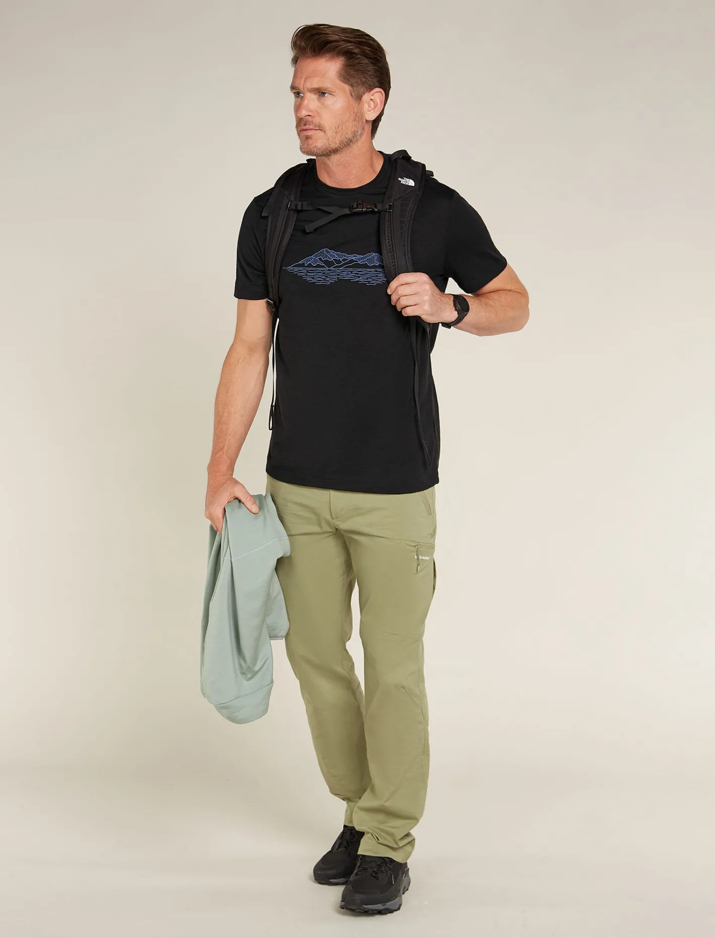 Icebreaker T-shirts^Men's Merino 150 Tech Lite Short Sleeve T-Shirt Pukaki Reflected Black