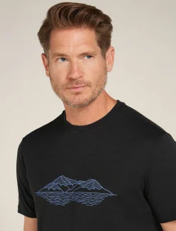 Icebreaker T-shirts^Men's Merino 150 Tech Lite Short Sleeve T-Shirt Pukaki Reflected Black