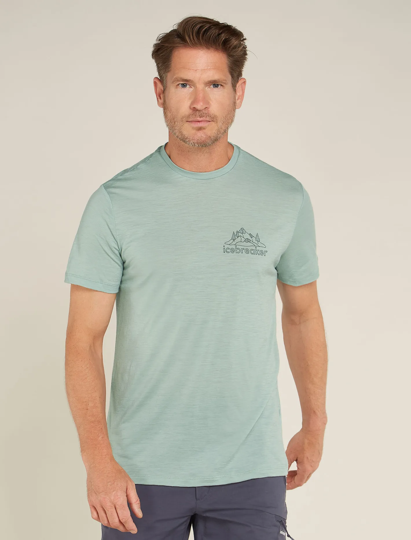 Icebreaker T-shirts^Men's Merino 150 Tech Lite Short Sleeve T-Shirt IB Back Pack Moss