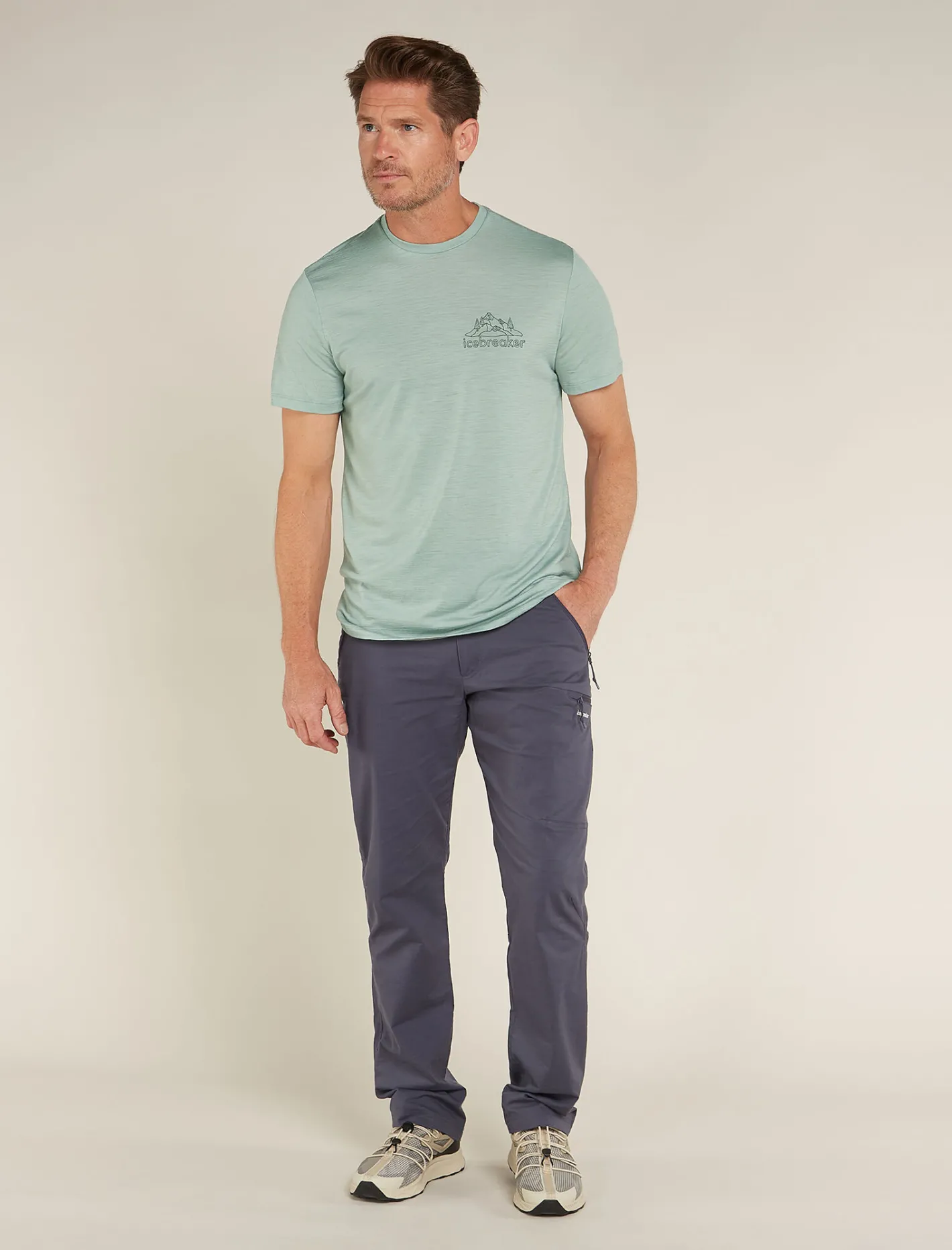 Icebreaker T-shirts^Men's Merino 150 Tech Lite Short Sleeve T-Shirt IB Back Pack Moss