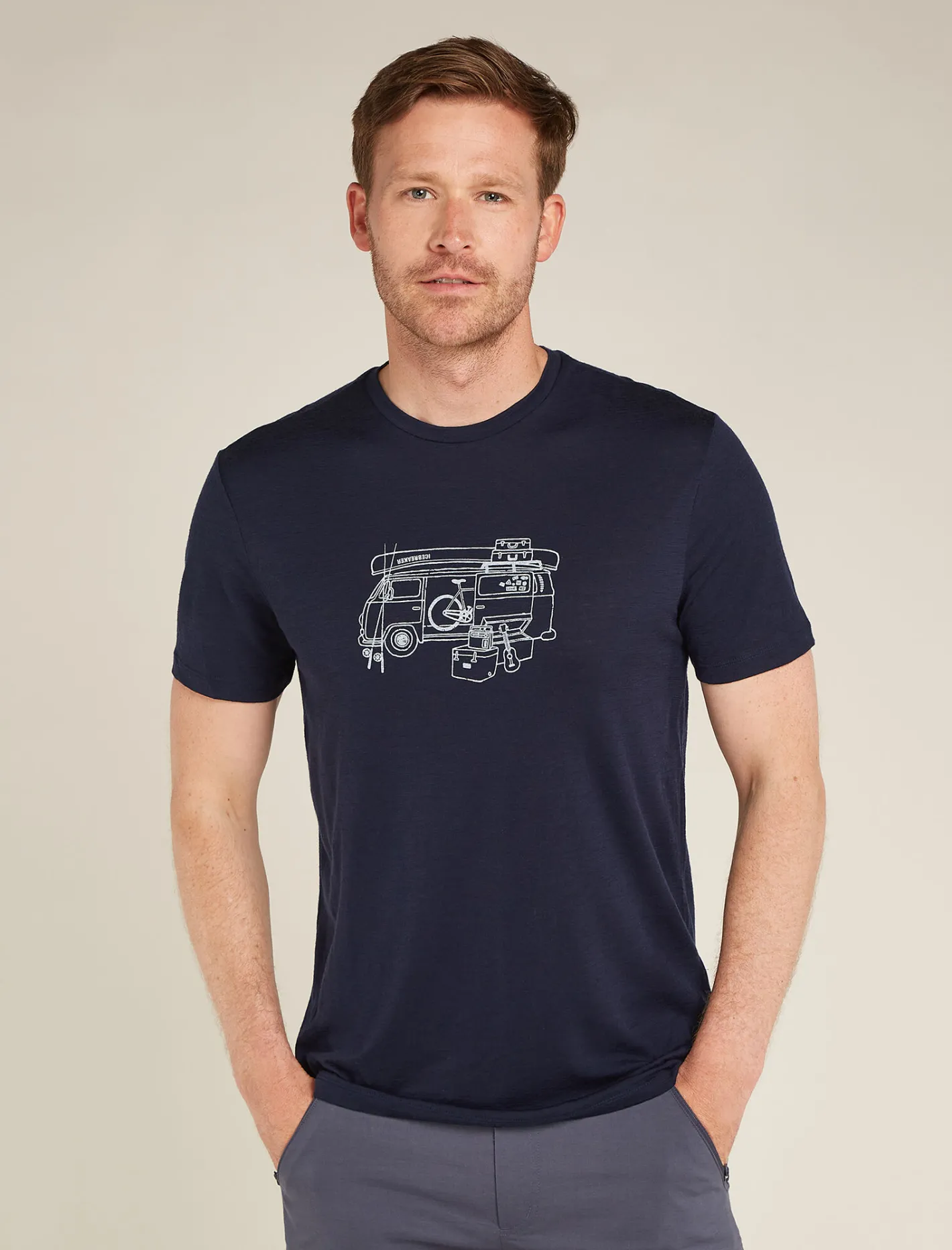 Icebreaker T-shirts^Men's Merino 150 Tech Lite Short Sleeve T-Shirt Van Life MidnightNavy