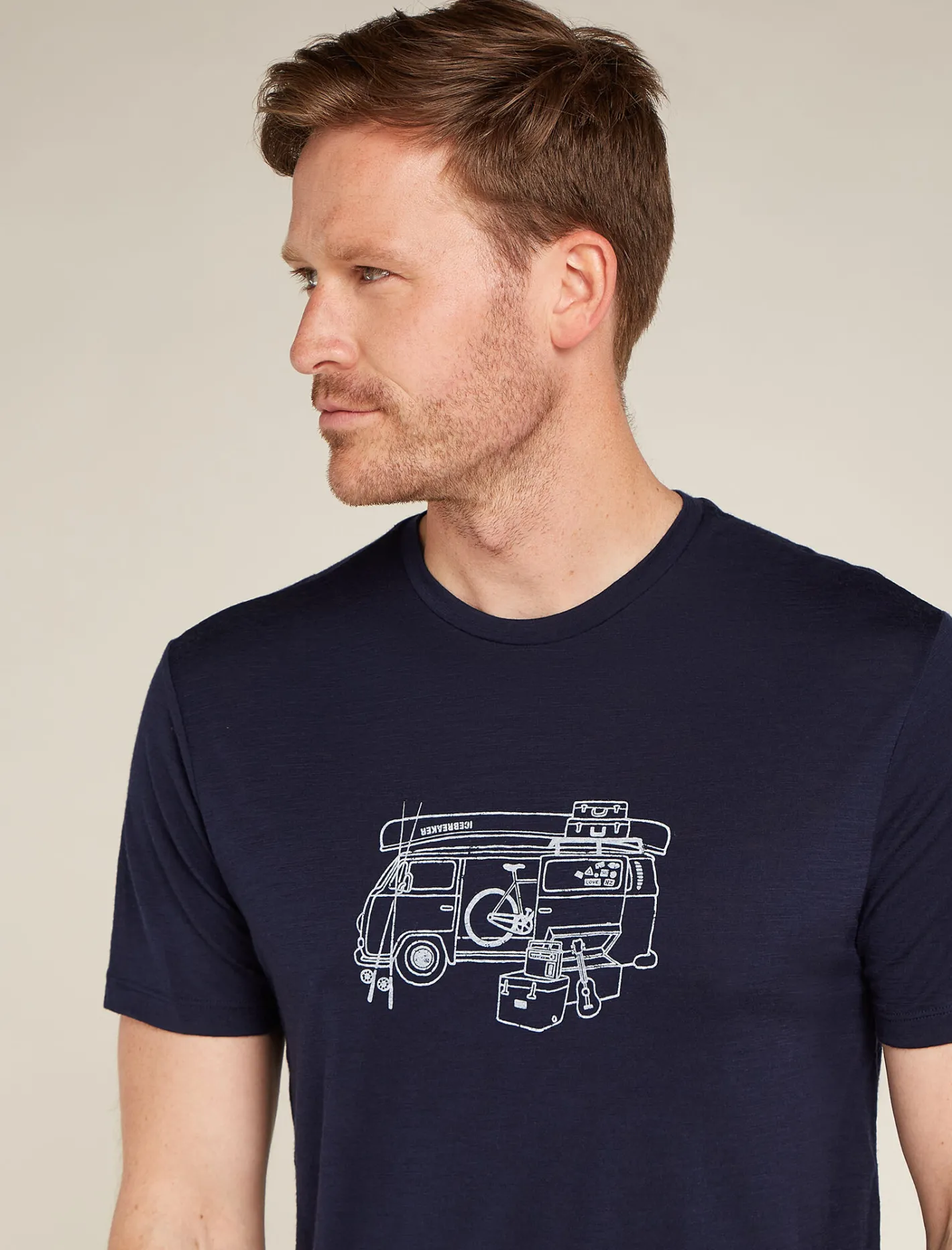 Icebreaker T-shirts^Men's Merino 150 Tech Lite Short Sleeve T-Shirt Van Life MidnightNavy