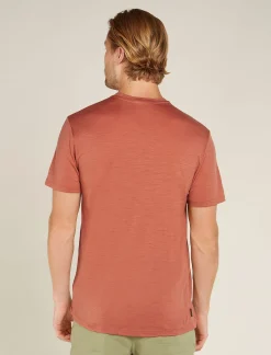 Icebreaker T-shirts^Men's Merino 150 Tech Lite Short Sleeve T-Shirt Single Line Camp CedarWood