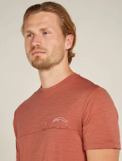 Icebreaker T-shirts^Men's Merino 150 Tech Lite Short Sleeve T-Shirt Single Line Camp CedarWood