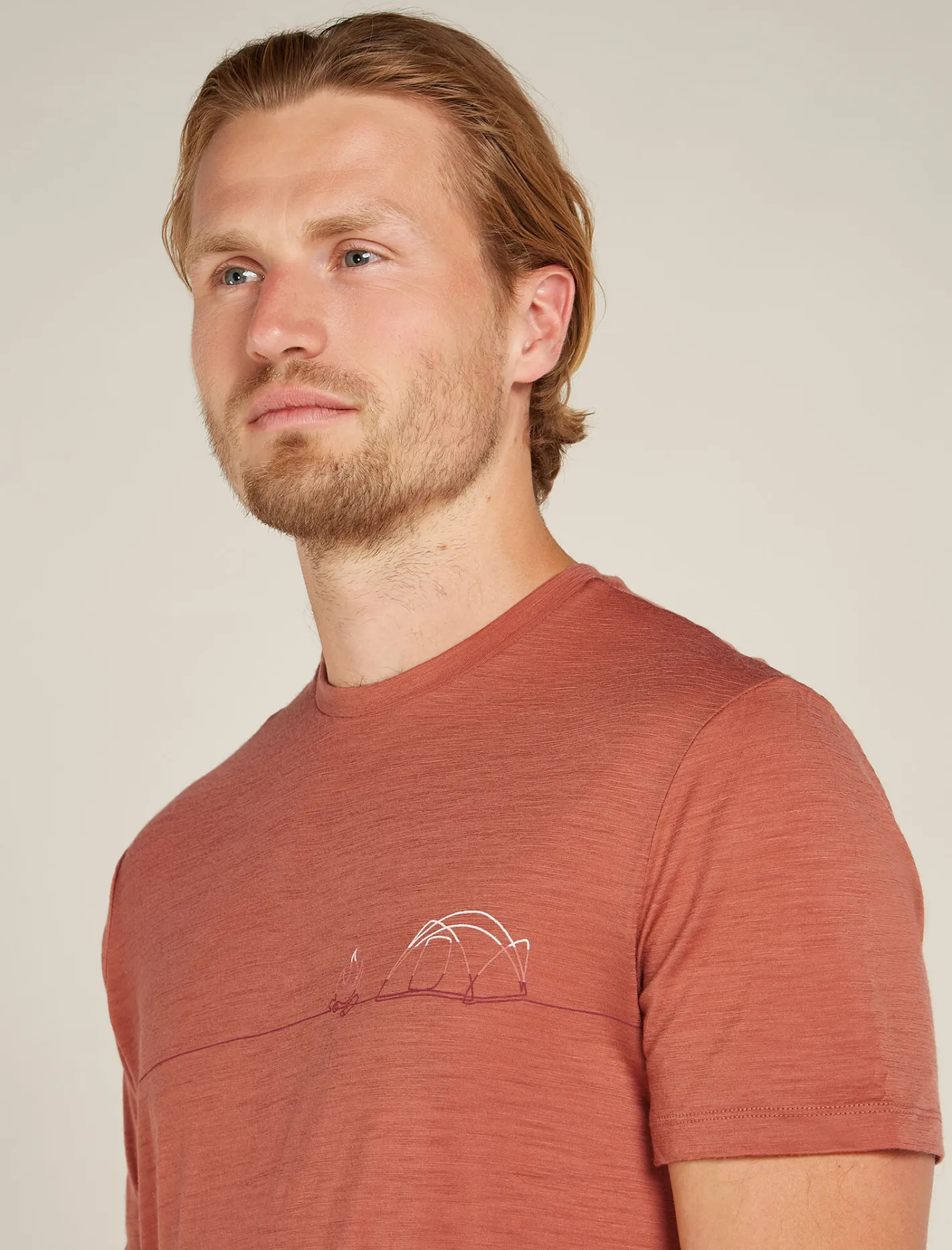 Icebreaker T-shirts^Men's Merino 150 Tech Lite Short Sleeve T-Shirt Single Line Camp CedarWood