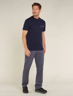 Icebreaker T-shirts^Men's Merino 150 Tech Lite Short Sleeve T-Shirt Single Line Camp MidnightNavy