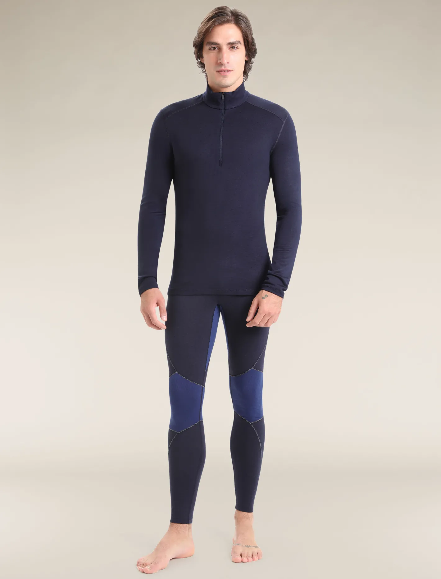 Icebreaker Base Layers^Men's Merino 260 Tech Long Sleeve Half Zip Thermal Top MidnightNavy