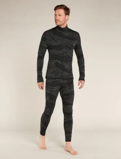 Icebreaker Base Layers^Men's Merino 260 Vertex Long Sleeve Half Zip Thermal Top Snow Guide Black/Galaxy