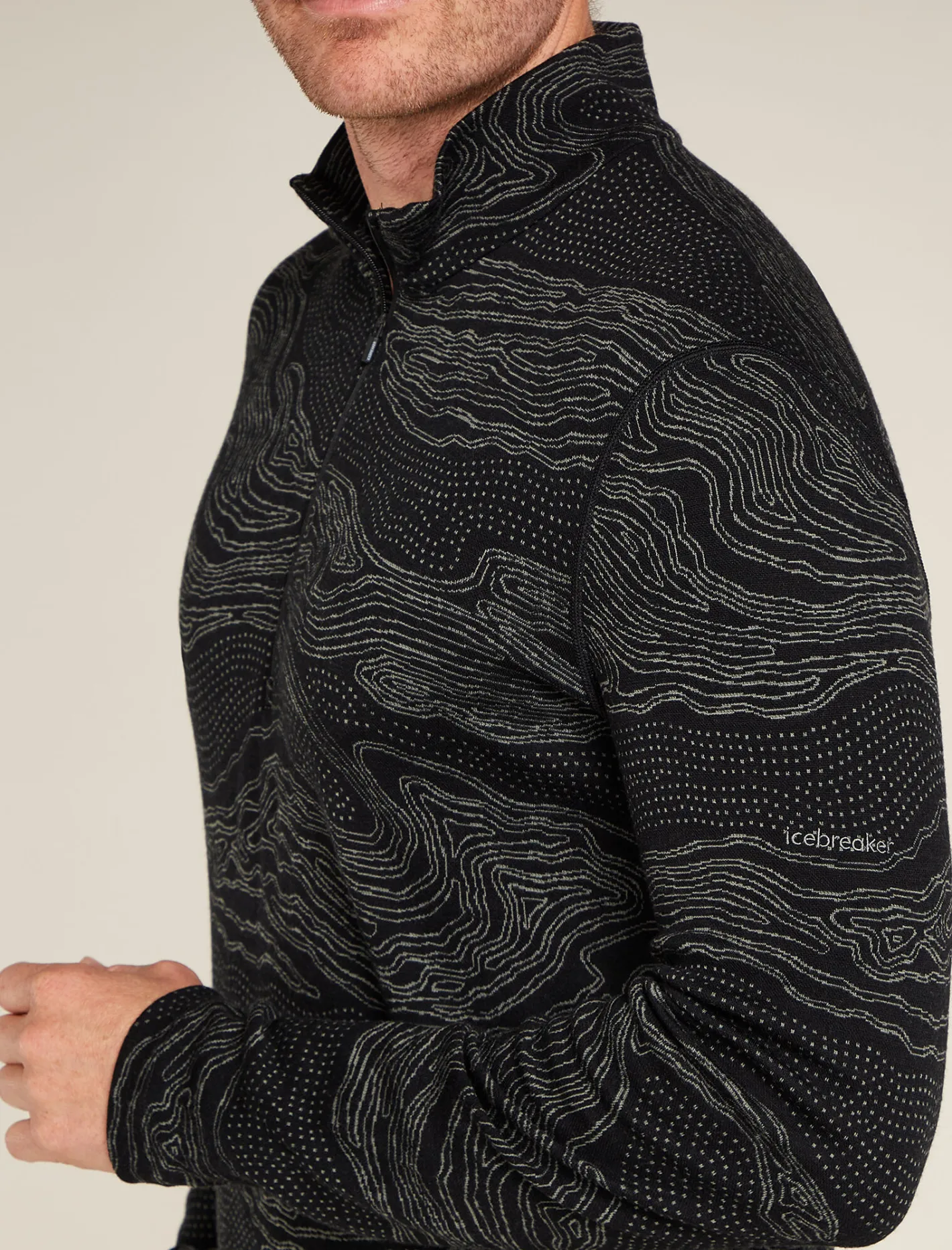Icebreaker Base Layers^Men's Merino 260 Vertex Long Sleeve Half Zip Thermal Top Snow Guide Black/Galaxy
