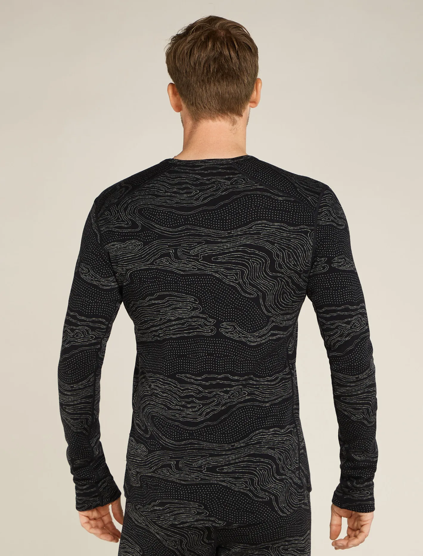 Icebreaker Base Layers^Men's Merino 260 Vertex Long Sleeve Crewe Thermal Top Snow Guide Black/Galaxy