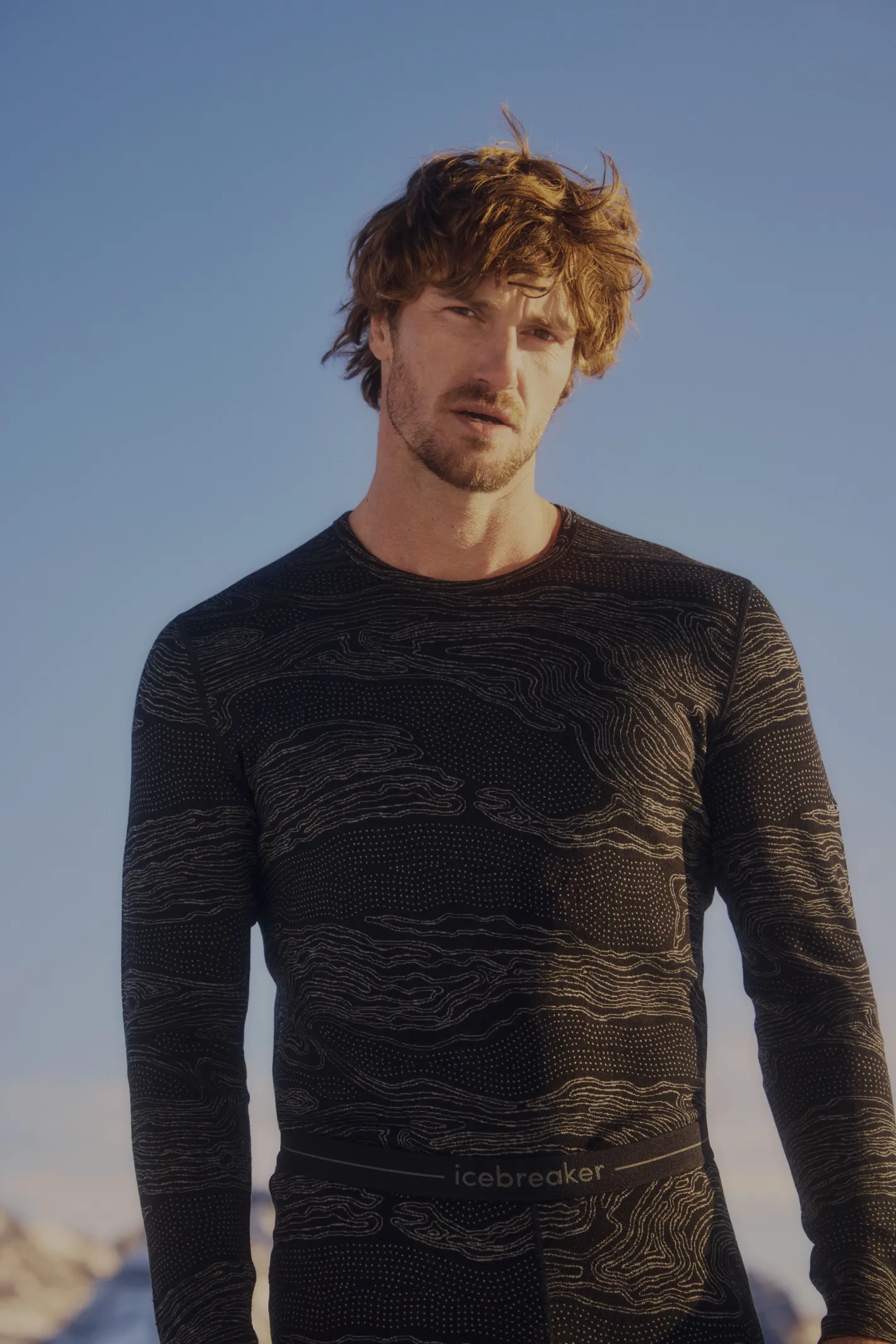 Icebreaker Base Layers^Men's Merino 260 Vertex Long Sleeve Crewe Thermal Top Snow Guide Black/Galaxy