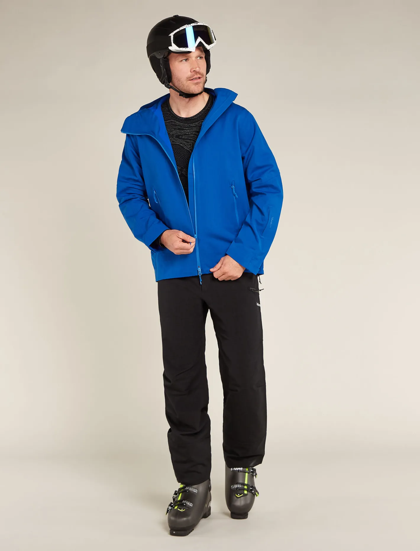 Icebreaker Base Layers^Men's Merino 260 Vertex Long Sleeve Crewe Thermal Top Snow Guide Black/Galaxy