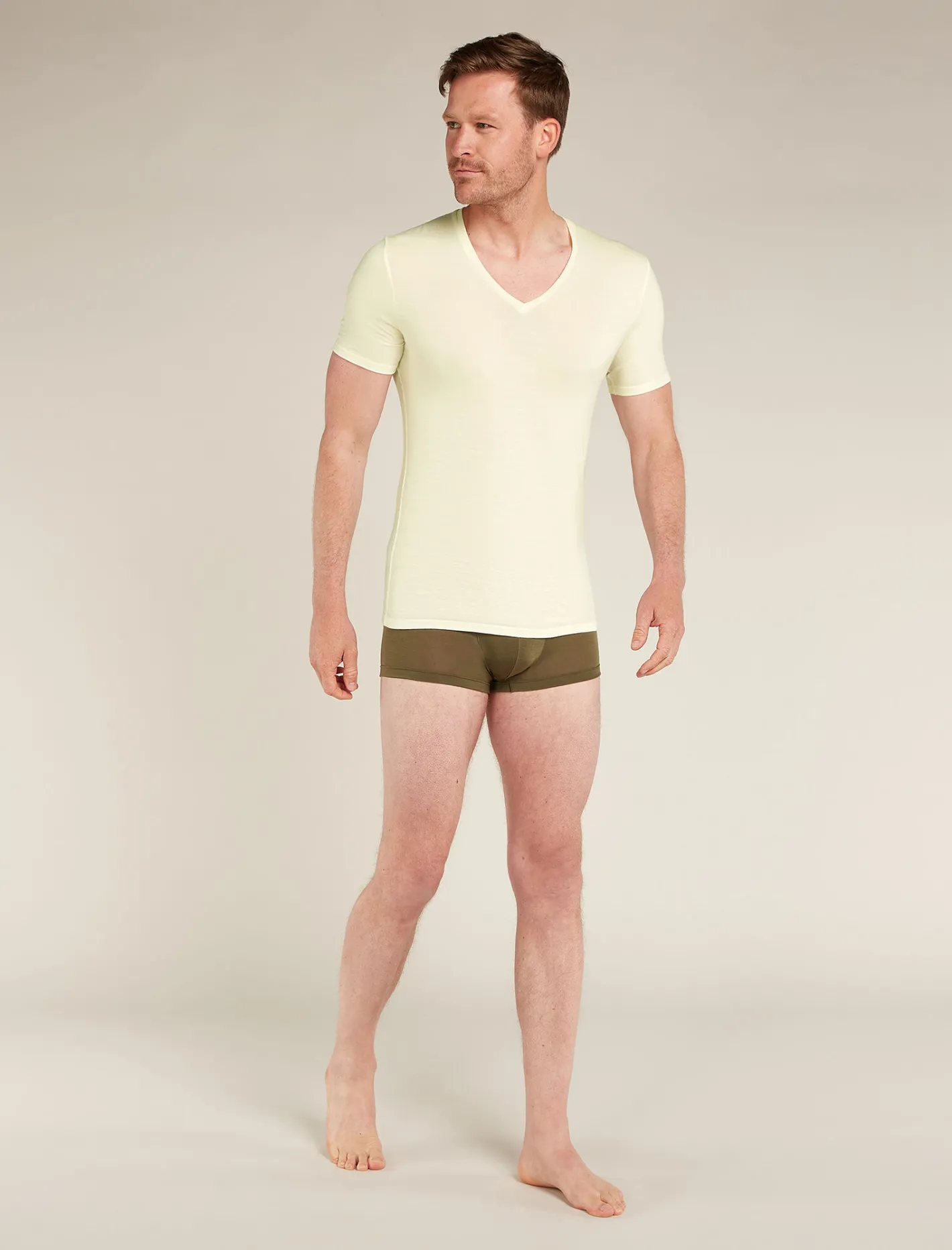 Icebreaker Underwear^Men's Merino Anatomica Short Sleeve V Neck Tee Undyed
