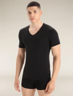 Icebreaker Underwear^Men's Merino Anatomica Short Sleeve V Neck Tee Black