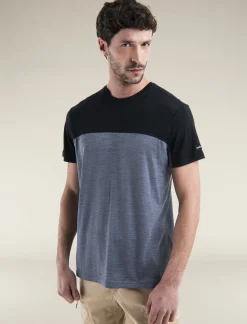 Icebreaker T-shirts^Men's Merino Blend 125 Cool-Lite™ Sphere Short Sleeve T-Shirt Colour Block GraphiteHeather/Black