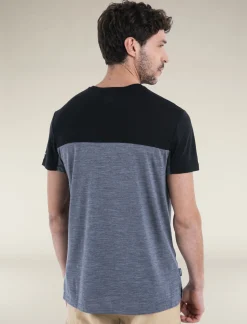 Icebreaker T-shirts^Men's Merino Blend 125 Cool-Lite™ Sphere Short Sleeve T-Shirt Colour Block GraphiteHeather/Black
