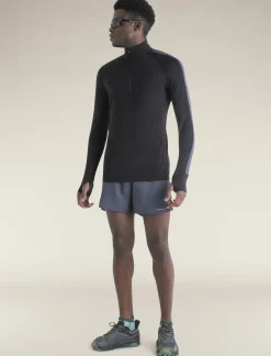 Icebreaker Base Layers^Men's Merino Blend 125 ZoneKnit™ Long Sleeve Half Zip Thermal Top Black/Graphite