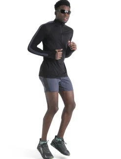 Icebreaker Base Layers^Men's Merino Blend 125 ZoneKnit™ Long Sleeve Half Zip Thermal Top Black/Graphite