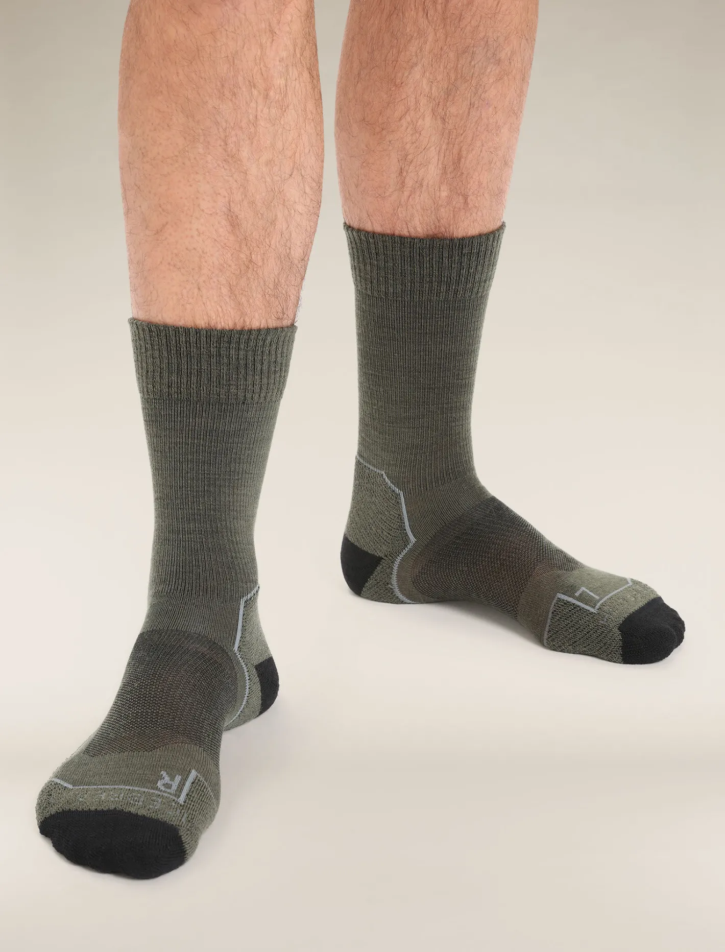 Icebreaker Socks^Men's Merino Hike+ Light Crew Socks Loden/Black