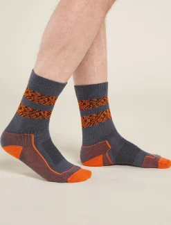 Icebreaker Socks^Men's Merino Hike+ Light Crew Natural Summit Socks Graphite/Blaze
