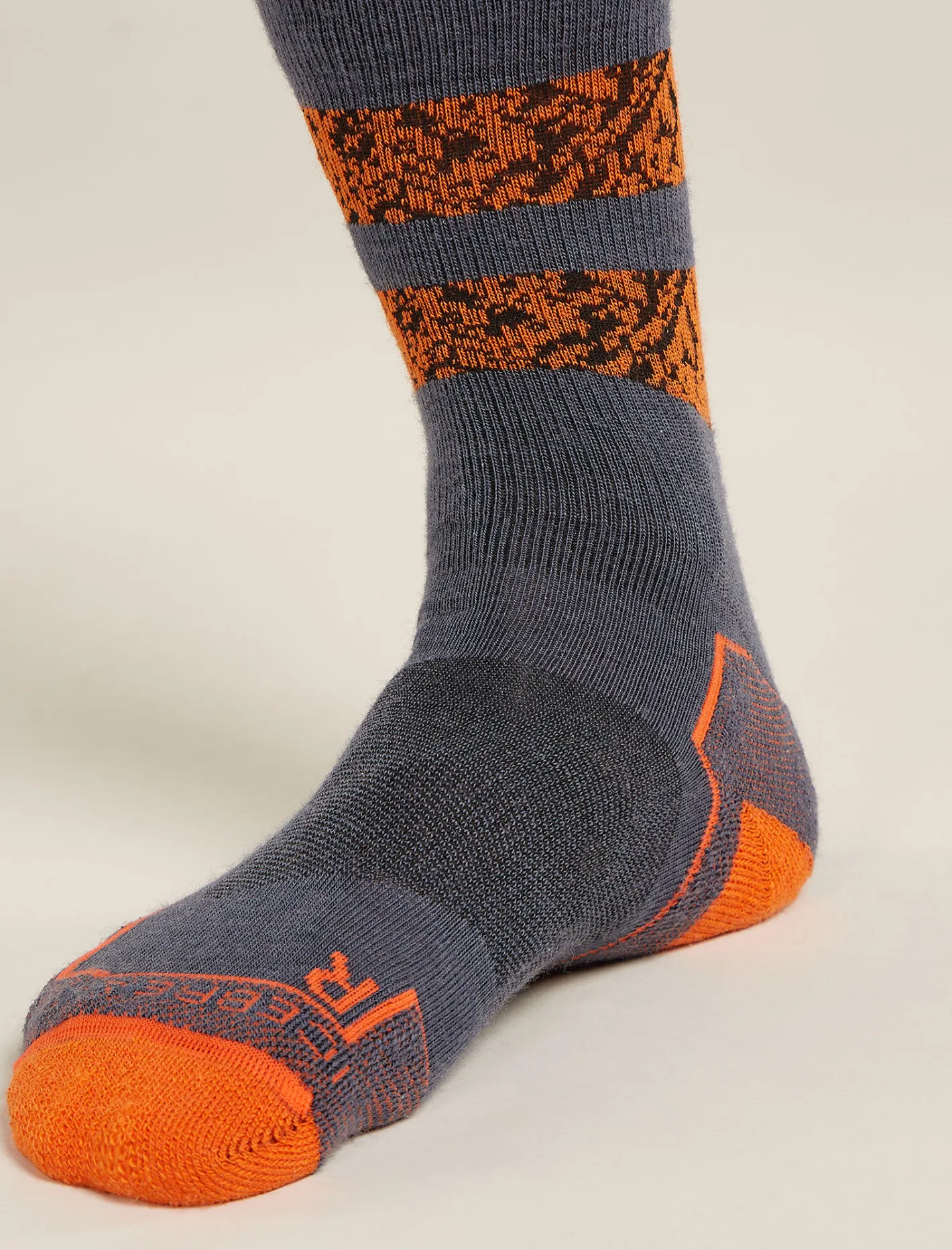 Icebreaker Socks^Men's Merino Hike+ Light Crew Natural Summit Socks Graphite/Blaze