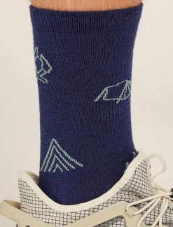Icebreaker Socks^Men's Merino Lifestyle Ultralight Crew Socks Camp Essentials RoyalNavy/CloudRay
