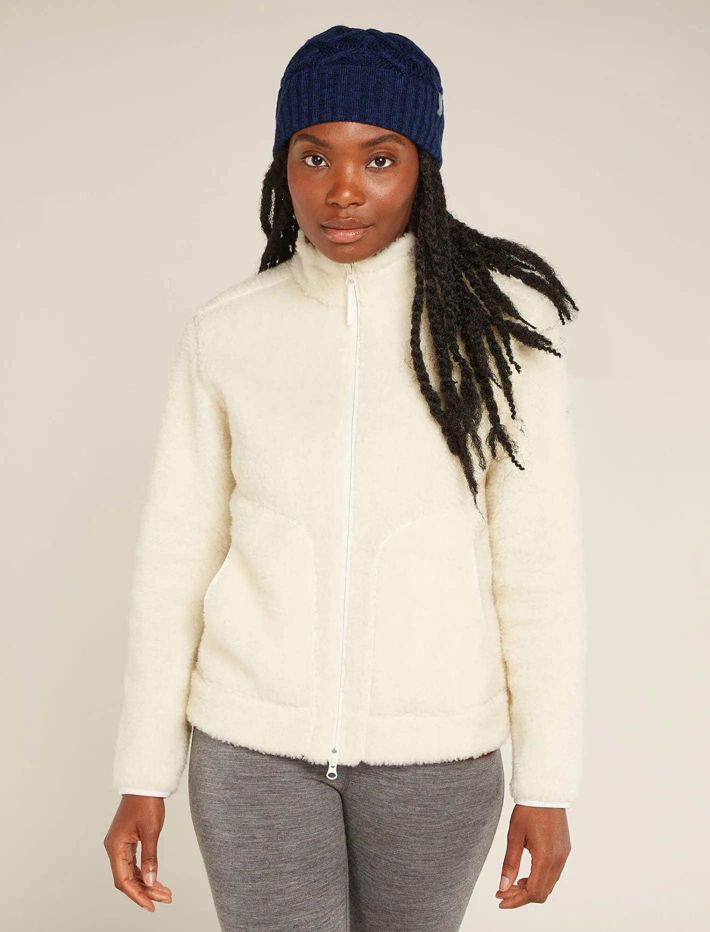 Icebreaker Accessories|Accessories^Unisex Merino Cable Knit Beanie MidnightNavy/RoyalNavy