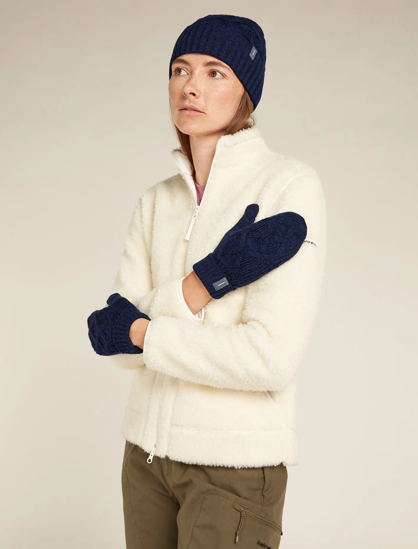Icebreaker Accessories|Accessories^Unisex Merino Cable Knit Mittens MidnightNavy/RoyalNavy